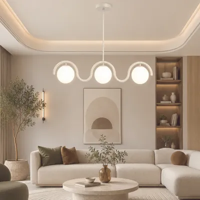 Productafbeelding van Opviq, hoogwaardige kroonluchter, beige, Ø15, 80x17x70 cm, 3xE27, 100% metaal