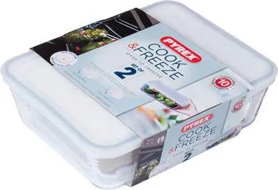 Zdjęcie produktu dla Pyrex Cook & Freeze Oven Tace prostokątne Zestaw 2 tac o wymiarach 22 x 17 i 24 x 19 cm