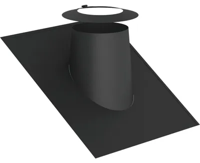 Produktbild von Jeremias DW-Black Dachdurchführung 180mm 26-35° mit Elastomerrand schwarz Wetterkragen für doppelwandige Abgasanlage Edelstahl