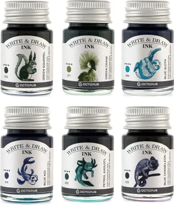 Produktbild von Write and Draw Ink Set RIVER, Schreib- und Zeichentusche, 6 x 10 ml