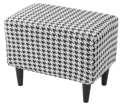 Produktbild von Hockerbezug / Poufbezug für Fußhocker und Pouf – Jacquard-Gewebe, Hahnentritt (Pepita) Muster, elastisch, passgenauer Schutzbezug für Möbel