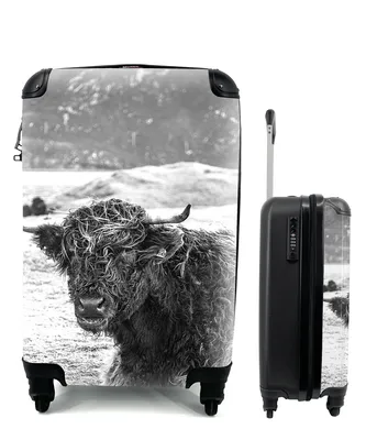 Produktbild von MuchoWow® Koffer Handgepäck Trolley Rollkoffer Kleine Reisekoffer mit 4 Rollen - Schottischer Highlander - Berg - Tiere - Cabin Size < 55x40x23 cm & 55x40x20 cm - Fotokoffer - Kabinenkoffer - Boardgepäck - Reise-Box - Reisekoffer - Reisegepäck - Koffer mit Bild - Trolley für Kinder