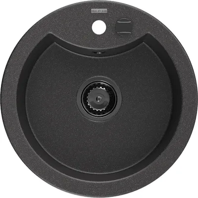 Produktbild von Mexen Diego 1-Becken-Granit-Spüle 488 x 480 mm, Schwarz gesprenkelt, Siphon Schwarz - 6512481000-76-B