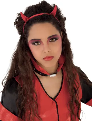 Produktbild von Teufel-Haarreif für Mädchen mit Pailletten Halloween-Accessoire rot -