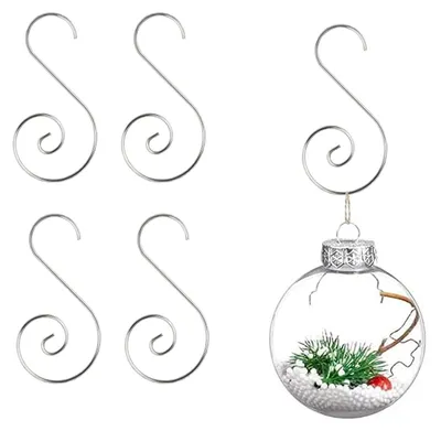 Weihnachtskugel-Aufhänger, 100 Stück, S-Haken, silber, Metall