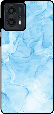 Produktbild von Smartphonica Handytasche Passend für Motorola Moto G13 / G23 / G53 mit Marmordruck - TPU Rückseitenschutzhülle Marmordesign - Hellblau