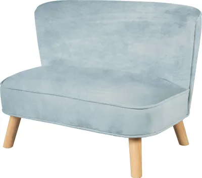 Obrázek produktu pro dětská pohovka roba "Lil Sofa", pohodlná dětská pohovka s robustními dřevěnými nožkami a sametovou látkou v nebeské/světle modré barvě