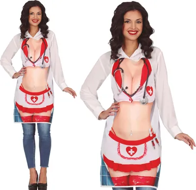 Produktbild von Krankenschwester Kostüm Schürze Junggesellenabschied Spaß Party Arzt Event, Farbe: Mehrfarbig