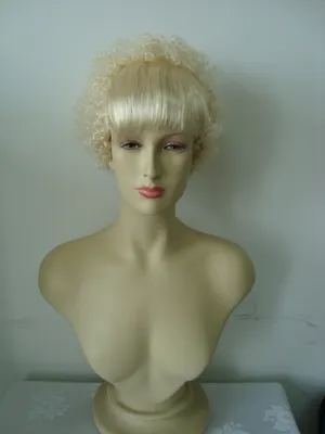 Produktbild von Original Foxxeo blonde Damenperücke Perücke blond Lockenperücke Locken glatter Pony kurz