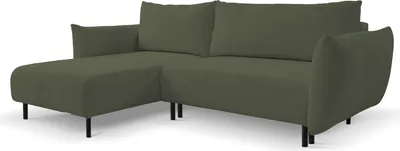 Obrázok produktu pre DomoHome ADEL rohová rozkladacia pohovka s funkciou spania a podstavcom na lôžko - tvar L, flexibilné polohovanie, rozloženie vľavo, kovové nožičky, plocha na ležanie 145x212cm, rozmery: 257x90x171cm, farba: ZELENÁ