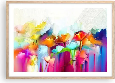 Produktbild von Gerahmtes Poster - Rahmen in heller Eiche - Blumen Wiese Sommer - 70x50 cm - Wand Bild - Wanddeko - Wandbilder - Wandposter - Bilderrahmen - Bilder - Kunstdruck - Wandbild - P2NAA70x50-4095