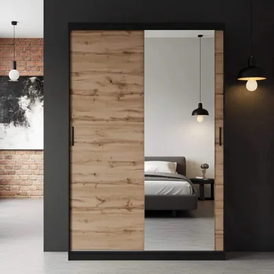 Produktbild von Kleiderschrank MIRANO 150x215 cm Eiche Wotan Schwebetürenschrank Loft