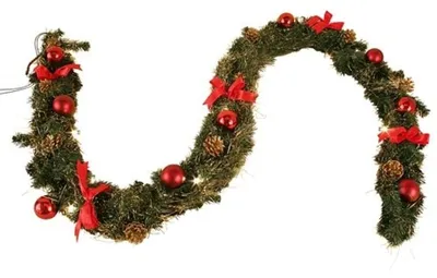 Produktbild von LED Tannengirlande 270cm Weihnachtsdeko Weihnachtsgirlande Girlande Türgirlande warmweiß, Farbe:rot