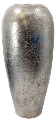 Produktbild von Bodenvase ANTIK silber bauchig rund H. 62cm aus schwerer Keramik Formano