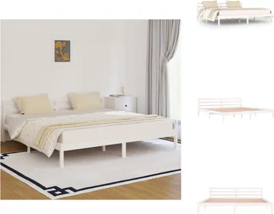 Obrázek produktu pro vidaXL Postel z masivu borovice 200x200 cm bílá - Postele a rámy postelí
