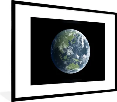 Produktbild von MuchoWow® Gerahmtes Poster Satellitenbild der Erde 80x60 cm - Poster mit Schwarzem Bilderrahmen Wandposter Rahmen Foto Bilder - Schlafzimmer-Dekorationen - Fotoposter