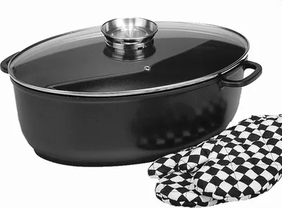 Obrázok produktu pre KARL KRÜGER Pekáč na hus Delta 8 l 38x27x13,5cm hliníkový odliatok vrátane 1 páru rukavíc