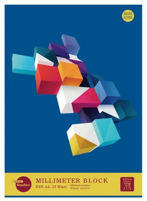 Image de Bloc de papier millimétré Staufen Lumart - 2 blocs de 25 feuilles, format DIN A4, papier de 90 g/m²