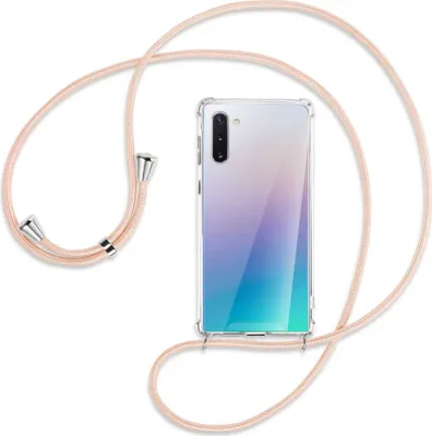 Produktbild von Handykette Backcover-Schutzhülle mit Band (Metall silberfarben) für Samsung Galaxy Note 10 (N970) - rose peach