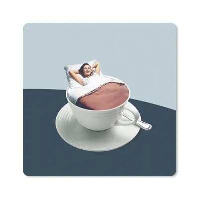 Produktbild von MuchoWow® Mauspad Mousepad Frau - Kaffee - Jahrgang 20x20 cm - Mousepads - Maus Mat - Pad - Mausunterlage - Desk Mat - Bureauartikeln