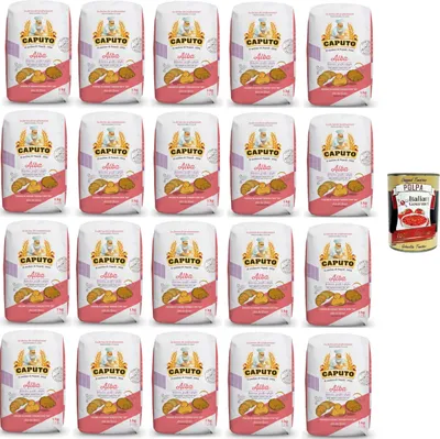 Produktbild von Caputo Alba, Weichweizenmehl 00 ideal für Brioches, Donuts und Blätterteig 20 x 1kg + Italian Gourmet polpa 400g