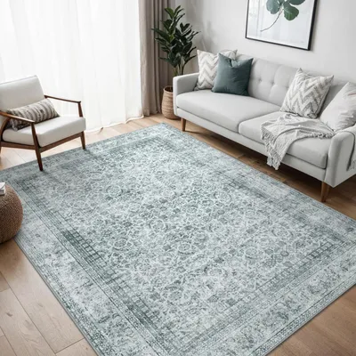 Obrázok produktu pre Umývateľný koberec do obývačky, 200x290 cm, sivý, krátky vlas, protišmykový, možné prať v práčke