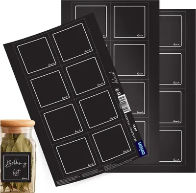 Produktbild von Orion | Selbstklebende Etiketten - Schwarz - 24 Stück - 4,7x4,7 cm - Gewürzetiketten - für Einmachgläser