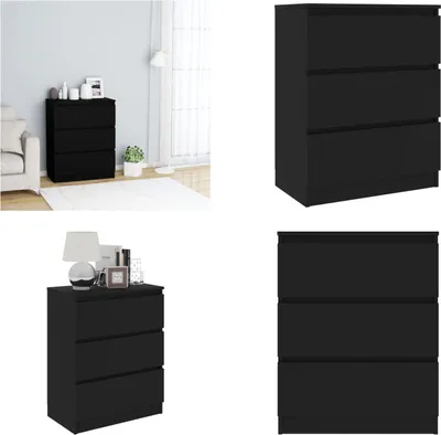 Produktbild von vidaXL Sideboard Schwarz 60x35x76 cm Holzwerkstoff - Sideboard - Sideboards - Beistellschrank - Beistellschränke