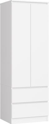 Kleiderschrank AKORD S60 Weiß 60 cm 2 Türen B60 x H180 x T51 cm