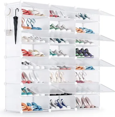 Produktbild von Famanu Schuhregal für bis zu 48 Paar Schuhe - 3 x 8-lagig, weiß