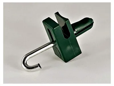 Produktbild von 10 Stück Spanndrahthalter mit Hakenbolzen, Grün für Maschendrahtzaun