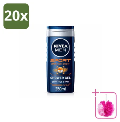 Productafbeelding van 20 x NIVEA MEN Sport Douchegel - 250 ml - Voordeelverpakking - 20 stuks