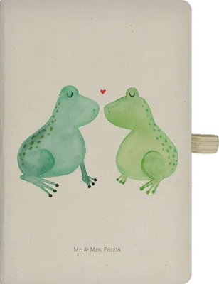 Produktbild von Mr. & Mrs. Panda Skizzenbuch Frosch Liebe - Transparent - Geschenk, notizbuch, Journal, Adressbuch, Kladde, Frösche, din a5, Paar, Freundin, Freund, Küssen