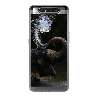 Produktbild von MuchoWow® Handyhülle Schutzhülle Hülle für Samsung Galaxy A80 Elefant - Wasser - Rüssel - Tiere - Natur Silikon Softcase Handy Hülle - Schutzdeckel