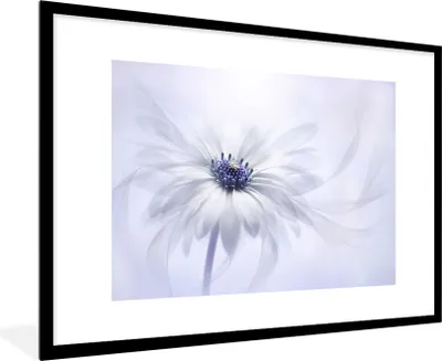 Produktbild von MuchoWow® MuchoWow® Gerahmtes Poster Blume - Abstrakt - Weiß 90x60 cm - Poster mit zchwarzem Bilderrahmen - Wanddekoration - Fotos