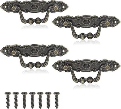 Produktbild von Vintage Bronze Meubelknop mit 8 Schrauben für Schrank, Kommode, Lade, Möbel, Dekoration, 4 Stück, Bronze, Antik, Vintage, Möbelbeschlag, Möbelknopf, Möbelgriff