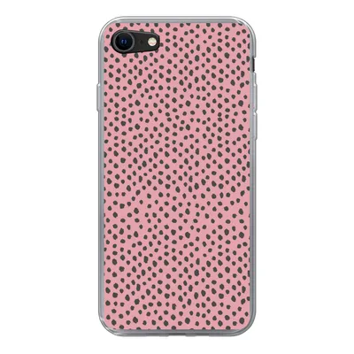 Produktbild von MuchoWow® Handyhülle Schutzhülle Hülle für iPhone 8 Polka dots - Rosa - Schwarz Silikon Softcase Handy Hülle - Schutzhaube