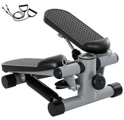 Produktbild von 2 in 1 Mini-Stepper für Zuhause mit Power Ropes, LCD-Display Up-Down Swing Stepper 41 x 30,5 x 18,5 cm Grau