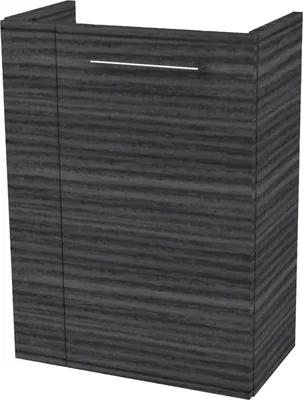 Produktbild von Fackelmann B.PERFEKT Waschbeckenunterschrank schmal Unterschrank für Waschtisch im Gäste-WC (44 cm x 60 cm x 24,3 cm) Tür rechts SBC Badezimmerschrank hängend in Anthrazit/Schwarz Holzoptik