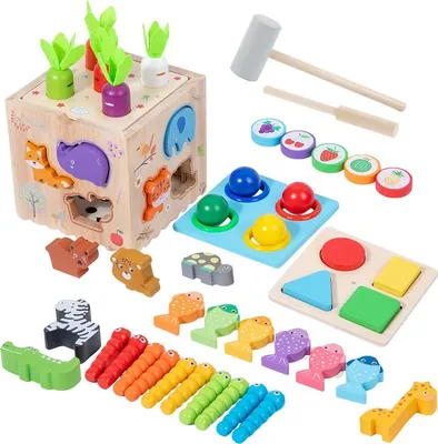 Produktbild von Sensorisches Spielzeug, Lernspielzeug, Frühförderung, 8-in-1 Montessori-Spielzeug, Formensteckspiel für Kinder