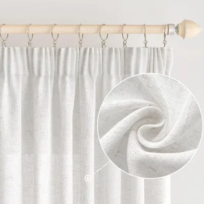 Obrázok produktu pre Záclony s efektom lnu, s volánmi – čiastočne priehľadné, 140 x 225 cm