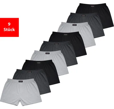 Produktbild von Boxershorts Herren Boxershorts Baumwolle 3er-9er Pack Eingriff Unterwäsche -Schwarz Grau Anthrazit L 9 Stück