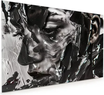 Produktbild von Küchenrückwand Spritzschutz Glas mit Motiv Abstraktes Porträt 40 x 40 cm