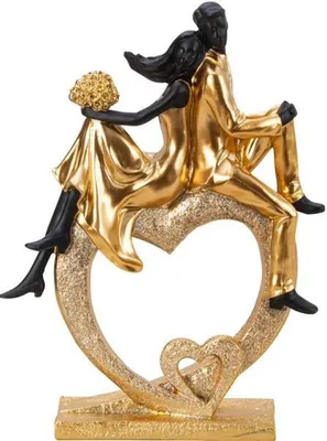Produktbild von Paar sitzend auf Herz Hochzeitsfigur 33cm Paarfigur Dekoration Hochzeitsgeschenk