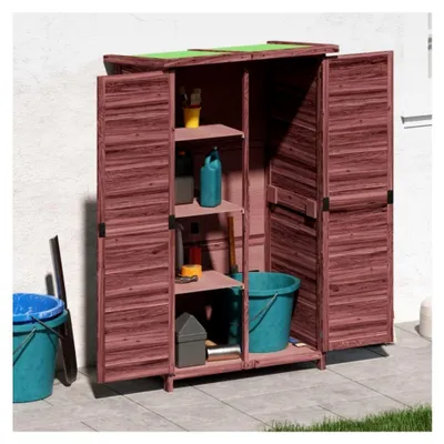 Produktbild von Geräteschuppen Mokka 83x57x140 cm aus massivem Kiefernholz für Garten, Terrasse und Balkon
