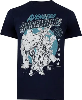 Produktbild von Avengers Assemble - "Team" T-Shirt für Herren TV751 (S) (Marineblau)