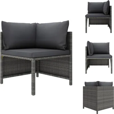 Produktbild von vidaXL Modulares Ecksofa mit Kissen Grau Poly Rattan -  Gartensofaelemente