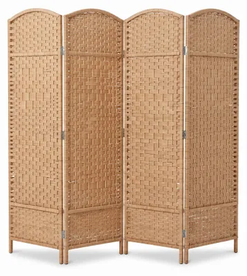 Zdjęcie produktu dla IvoQ Parawan – 4 panele – 170 x 160 cm – Składana przegroda pokojowa – Naturalny brąz, Obraz wygenerowany przez AI