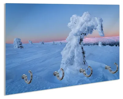 Produktbild von Wallario Schlüsselbrett aus Glas, Motiv: Schneeskulptur, 30 x 20 cm mit 4 Haken