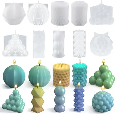 Immagine prodotto di 10 stampi per candele da colare, stampi in silicone per candele, stampi in silicone per candele fai da te,